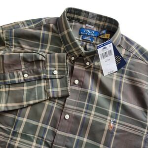Polo Ralph Lauren Men XL Long Sleeve SlimFit Performance Plaid Button Down Shirt